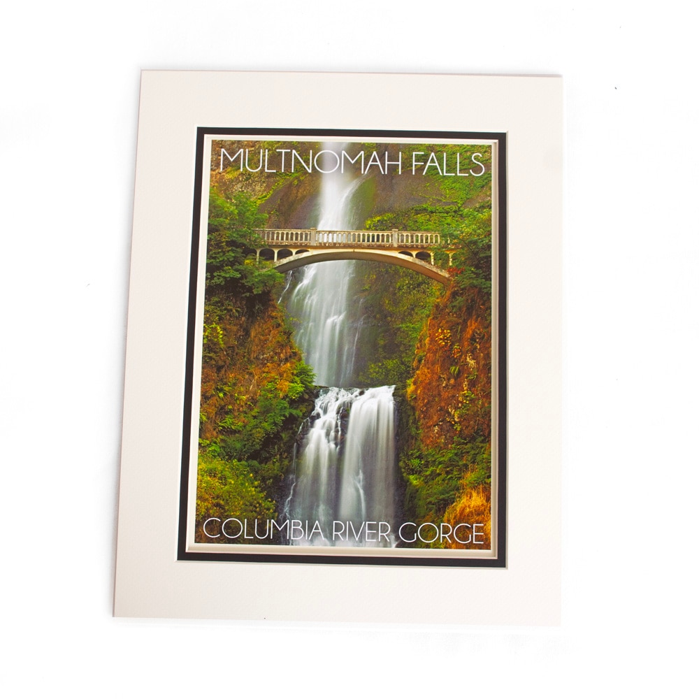 PNW/Oregon Spirit, Posters, Gifts, 11"x14", Lantern Press, Matted Print, Multnomah Falls, 846922